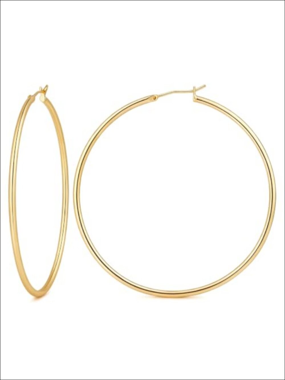 14K Gold Plated Hoop Earrings for Women 40mm Lightweight